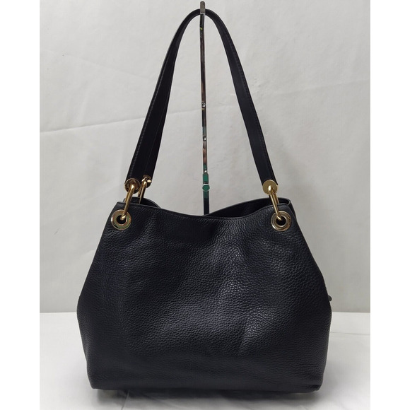 Michael Kors Raven Black Leather 3 Compartments Shoulder Bag - Picture 2 of 16